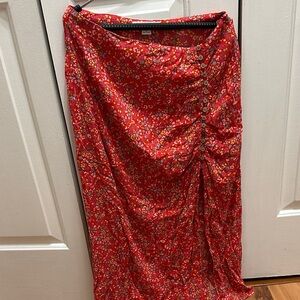 O'Neill Red Floral Asymmetrical Skirt